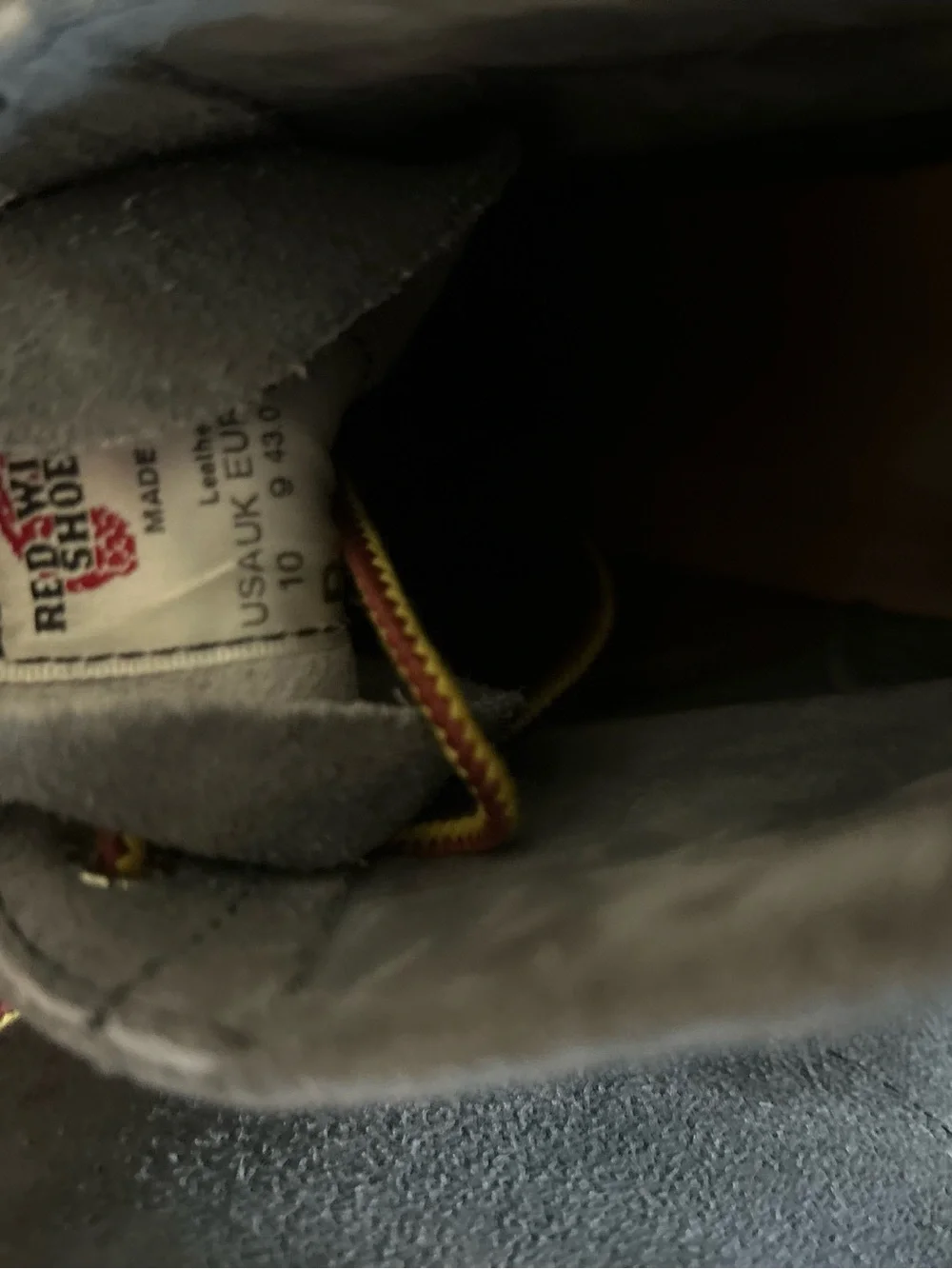 Red Wing Shoes Men's Suede Lace-Up Boots in Slate Blue with Yellow-Brown Laces